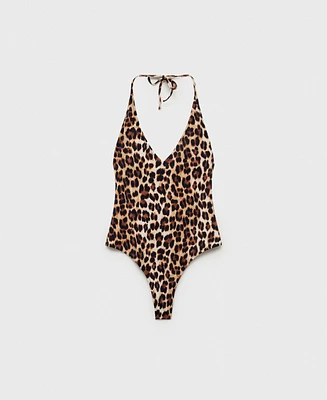 Mango Women's Leopard Print Swimsuit