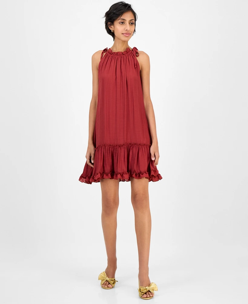 Robbie Bee Women's Tiered-Ruffle-Trim A-Line Sleeveless Dress