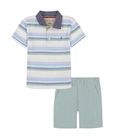 Tommy Hilfiger Toddler Boys 2-Piece Multi Stripe Polo Shirt and Twill Shorts Sets