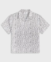 Mode of One Men's Woodgrain Relaxed-Fit Printed Button-Down Shiny Twill Camp Shirt, Exclusively at Macy's