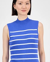 Tahari Asl Women's Striped Mock Neck Knit Top, Regular & Petite Sizes