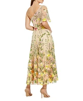 Women's One Shoulder Lace Embroidered Dress