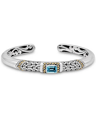 Devata Topaz & Bali Cuff Bracelet in Sterling Silver and 18K Gold Accents