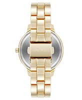 Nine West Women's Quartz Gold-Tone Metal Alloy Delicate Floral Dial Watch, 36mm