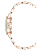 Nine West Women's Quartz Silver and Rose Gold-Tone Metal Alloy Bracelet Watch, 33mm