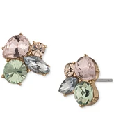 Givenchy Gold-Tone Mixed Crystal Cluster Stud Earrings