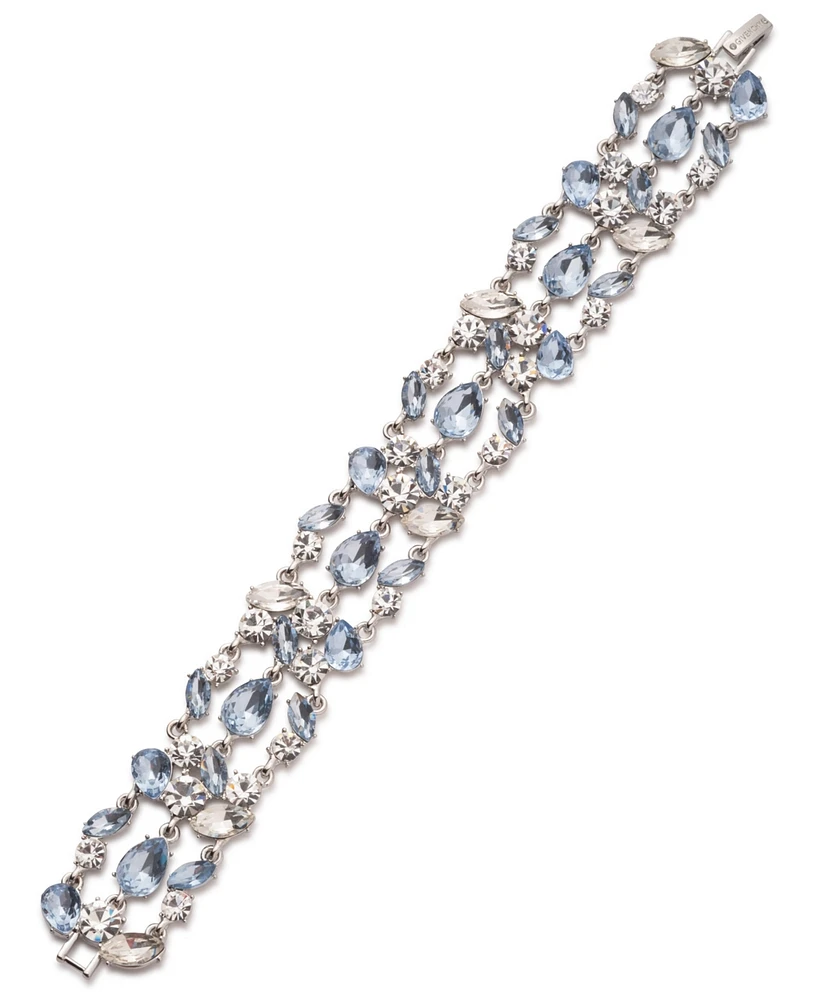 Givenchy Silver-Tone Mixed Crystal Triple-Row Flex Bracelet