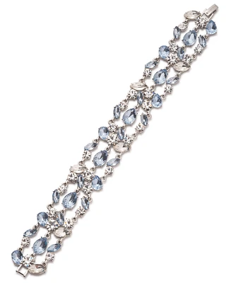 Givenchy Silver-Tone Mixed Crystal Triple-Row Flex Bracelet