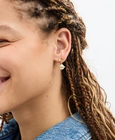 Coach Faux Stone Signature Cultivated Pearl Orb Drop Earrings