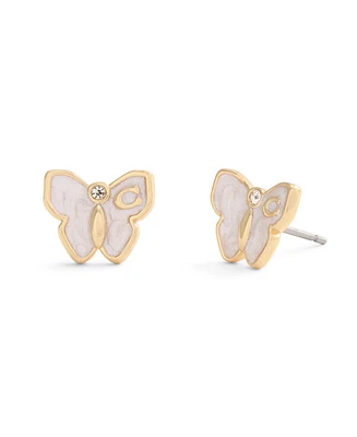 Coach White Enamel Signature Butterfly Stud Earrings