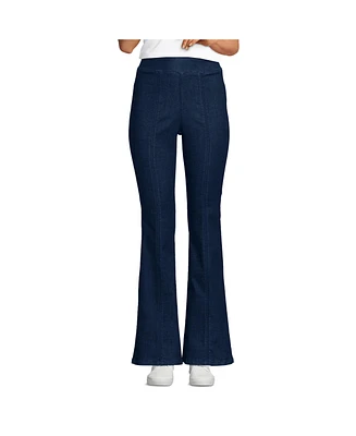 Lands' End Women's Petite Adaptive Lycra High Rise Pull On Flare Jeans