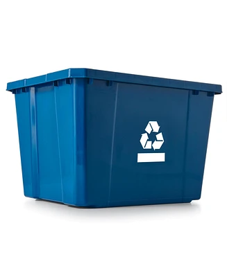 Gracious Living Medium Curbside Blue Box Plastic 17 Gallon Home Recycling Bin