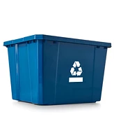 Gracious Living Medium Curbside Blue Box Plastic 17 Gallon Home Recycling Bin