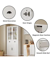 Kitchen Pantry Cabinet, Tall Freestanding Cupboard for Dining Room Living Room