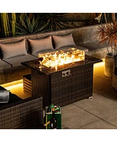 44inch Outdoor Fire Pit Table, Propane Fire Table with Ceramic Tabletop Gas Fire Table