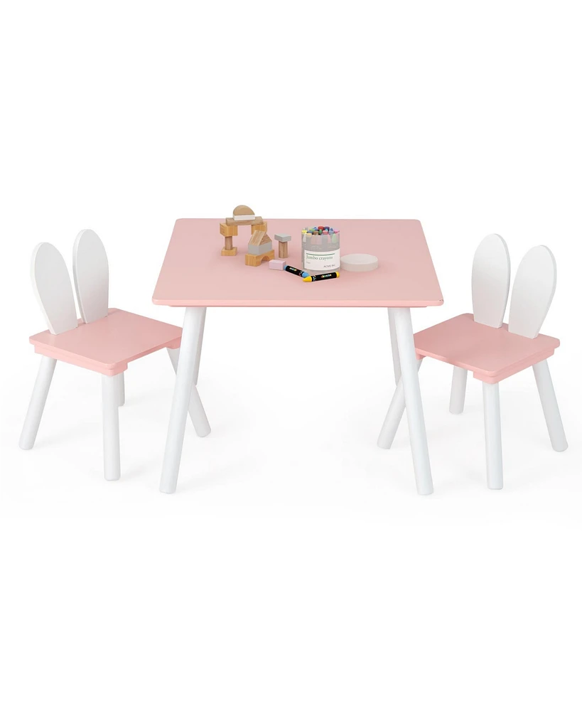 3 Pieces Kids Table and Chairs Set for Arts Crafts Snack Time