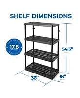 Gracious Living 4 Shelf Fixed Height Ventilated Heavy Duty Storage Unit, Black