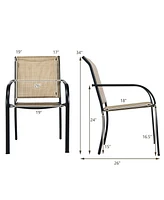 Set of 10 Patio Dining Chairs Stackable Armrest Backrest no Assembly