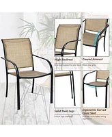 Set of 10 Patio Dining Chairs Stackable Armrest Backrest no Assembly