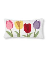 10" x 20" Spring Tulips Floral Flower Garden Hooked Accent Throw Pillow