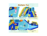 6-in-1 Inflatable Water Slide Park with Blower Fun Outdoor Playset for Kids