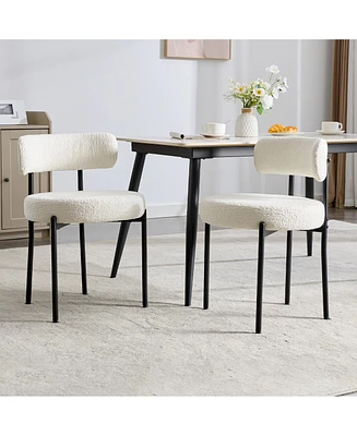 Dyhome Kitchen Chairs Mid-Century Modern Dining Chairs Set of 2, Kitchen Dining Room Chairs, Polyester Upholstered Wishbone Dining Chair