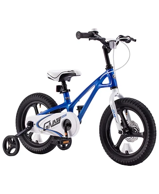 RoyalBaby RoyalMg Galaxy Fleet 16" Children Kids Bicycle w/2 Disc Brakes, Training Wheels, and Kickstand, for Boys and Girls Ages 4 to 7, Blue
