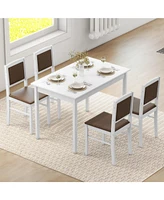 5-Piece Dining Set for 4 with Rubber Wood Legs for Small Dining Room