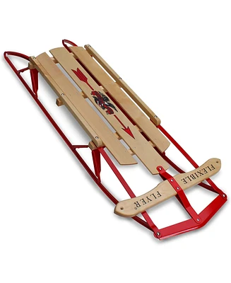 Flexible Flyer Metal Runner Steel & Wood 48" Long Snow Slider Sled for Kids