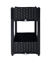 Elevated Planter Box for Outdoor Gardening (15.7"x15.7"x27.7", Black)