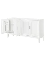 White 4-Door Sideboard Cabinet with Adjustable Shelf