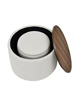 2-in-1 Chenille Ottoman with Stool and Storage