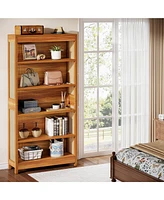 Tribesigns Bookcase, 5-Tier Wood Farmhouse Bookshelf, 70.9" Tall Freestanding Library Book Case with Open Storage Shelves, Display Shelving Organizer