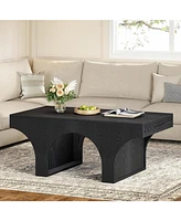 Tribesigns 47-Inch Modern Coffee Table, Wood Rectangular Coffee Table for Living Room, Low Center Coffee Table with Arched Base, Accent Tea Table for