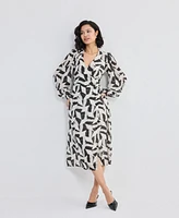 Midi Wrap Dress Abstract Mosaic