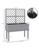 Outsunny Raised Garden Bed with Trellis for Climbing Plants