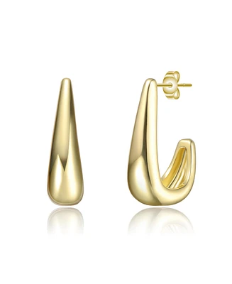 14K Gold Plated Bright Shine J-Hoop Earrings