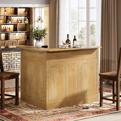 Tribesigns Bar Cabinet, L-Shaped Home Bar Table with Stemware Racks, 4-Tier Corner Bar Unit Liquor Wine Bar Table Reception Desk for Home Pub