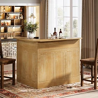 Tribesigns Bar Cabinet, L-Shaped Home Bar Table with Stemware Racks, 4-Tier Corner Bar Unit Liquor Wine Bar Table Reception Desk for Home Pub