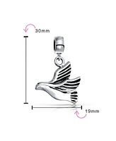 Bling Jewelry World Peace Dove Dangle Charm Bead Sterling Silver for European Bracelet