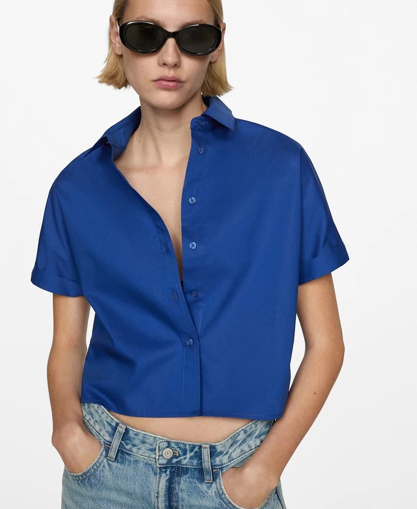 Mango Women's Cotton Crop Shirt