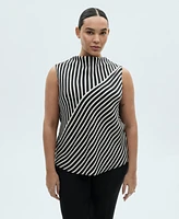 Mango Women's Striped Perkins Collar Blouse Top