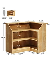 Tribesigns Bar Cabinet, L-Shaped Home Bar Table with Stemware Racks, 4-Tier Corner Bar Unit Liquor Wine Bar Table Reception Desk for Home Pub
