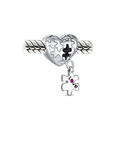 Bling Jewelry Autism Awareness Heart Puzzle Piece Charm Bead for European Bracelets