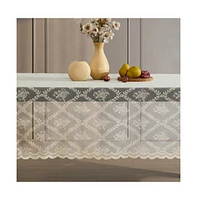 Hlc.me Isabella Floral Lace Fabric Tablecloth, Lace Fabric Table Cloth for Round Tables, Wrinkle Resistant Tablecloth