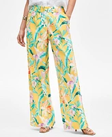 I.n.c. International Concepts Women's Printed Linen-Blend Wide-Leg Pants, Exclusively at Macy's