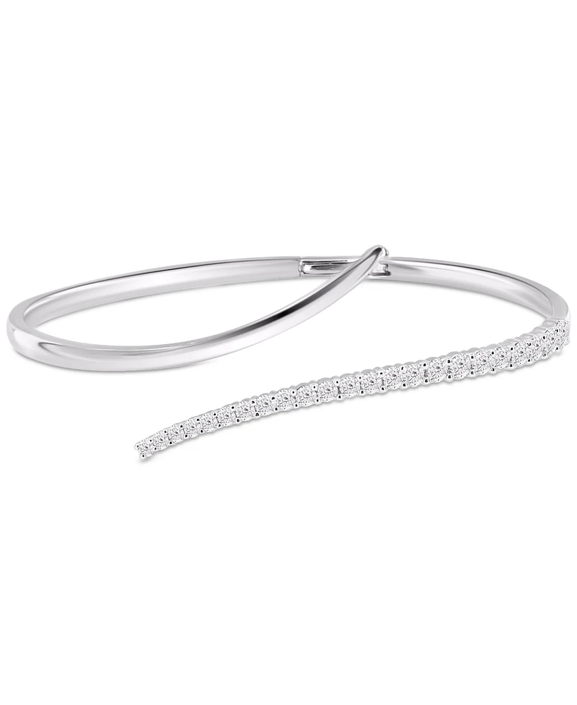 Diamond Open Bangle Bracelet (1-1/2 ct. t.w.) in 14k White Gold