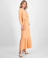 Hugo Women's Smocked Surplice Tiered Maxi Dress