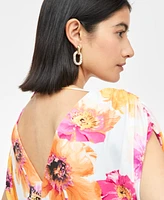 I.n.c. International Concepts Women's Floral-Print Ruched Top, Exclusively at Macy's