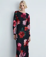Mango Women's Floral-Print Midi-Dress